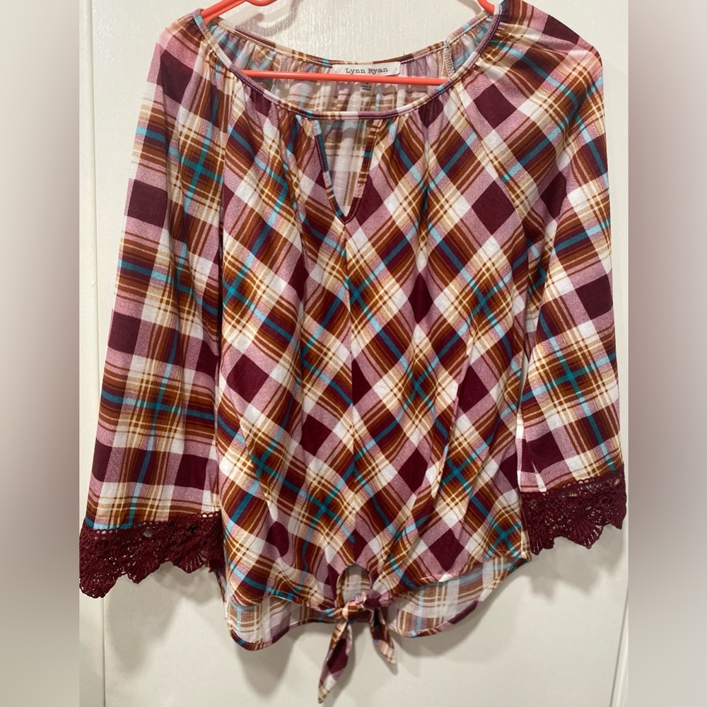 FINAL PRICE 💚 NWT Lynn Ryan peasant boho tie top size Small